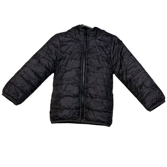 Carter's Toddler Boy Grey Zip-Up Puffer Jacket Dinosaur Print Size 2T - Picture 1 of 10
